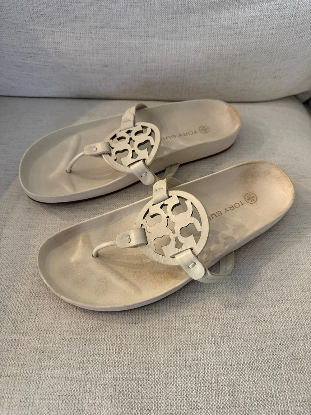 Tory Burch Leather Logo Sandals in Brown